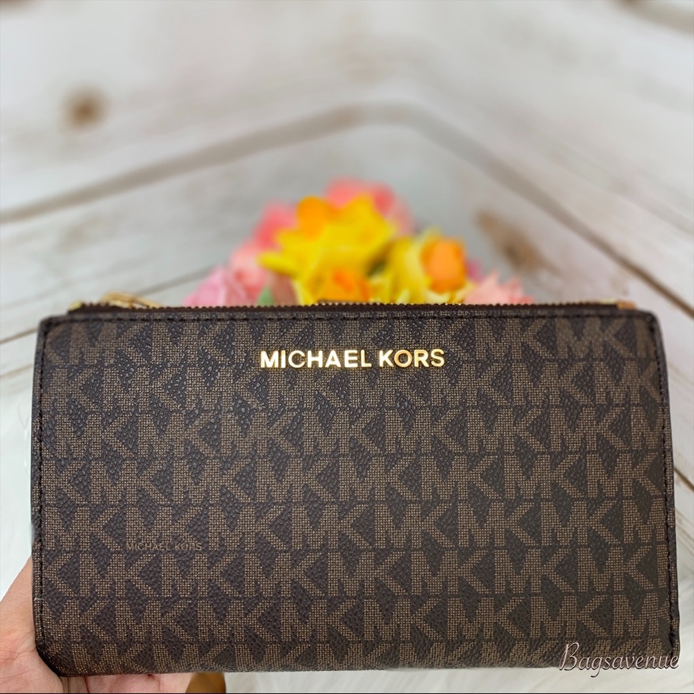Michael Kors double zip wristlet jet travel wallet - Picture 8 of 8